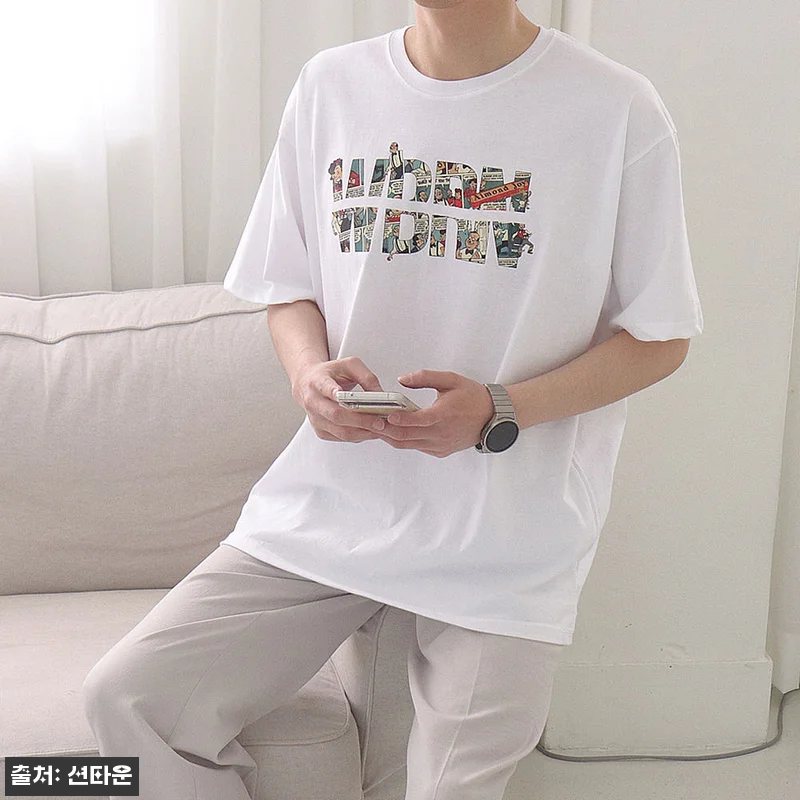 남자오버핏반팔티 빅사이즈 박스핏 프린팅 커플반팔, 1만원대 국내생산 데일리 반팔 체크 후기 4 남자오버핏반팔티 빅사이즈 박스핏 프린 관련 이미지 1