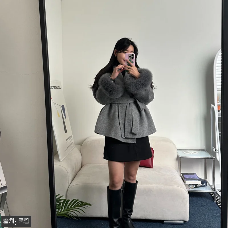 핸드메이드반코트 여성 겨울 하프 케이 관련 이미지 2