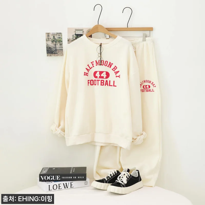 하프문 루즈핏 기모 여자 트레이닝복 관련 이미지 2