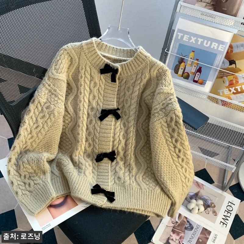 리본 단추 가디건 스웨터 니트, 5컬 관련 이미지 2