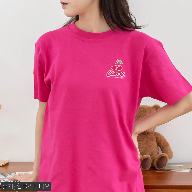 핫핑크 티셔츠 여성 면 레깅스롱티 반 관련 이미지 2
