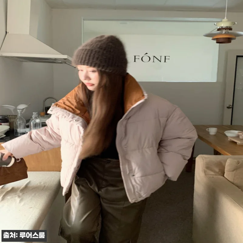 제이앤 배색 겨울 여성 루즈핏 하이넥 관련 이미지 2