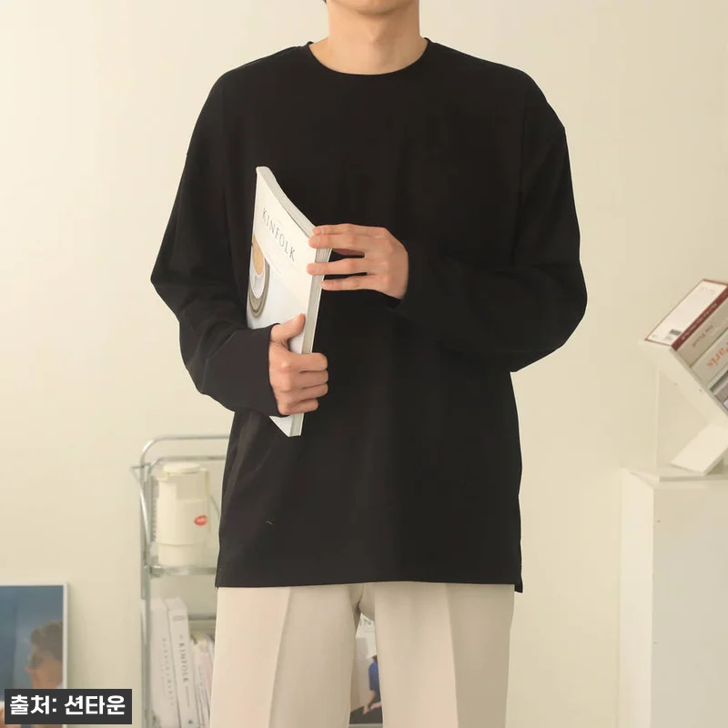 남자긴팔티 오버핏 분또 절개 이너 티 관련 이미지 2