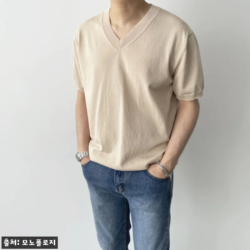 남자브이넥반팔니트 워셔블반팔니트, 2만원대 무료배송으로 확인한 데일리 코디템 13 남자브이넥반팔니트 워셔블반팔니트, 2 관련 이미지 2