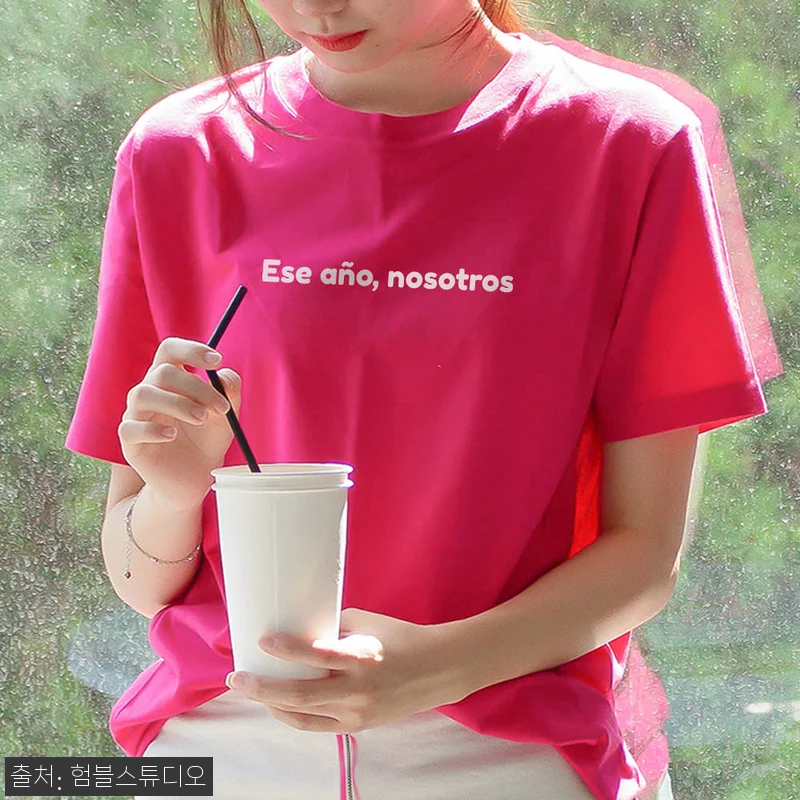 핫핑크 티셔츠 여성 면 레깅스롱티 반 관련 이미지 3