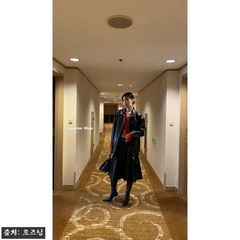 더블 레이어 플리츠 A라인 미디 스커 관련 이미지 3