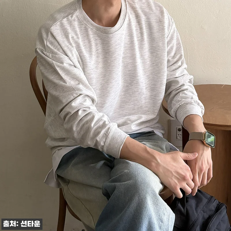 남자 맨투맨 스판 회색 무지 스웻셔츠 관련 이미지 3