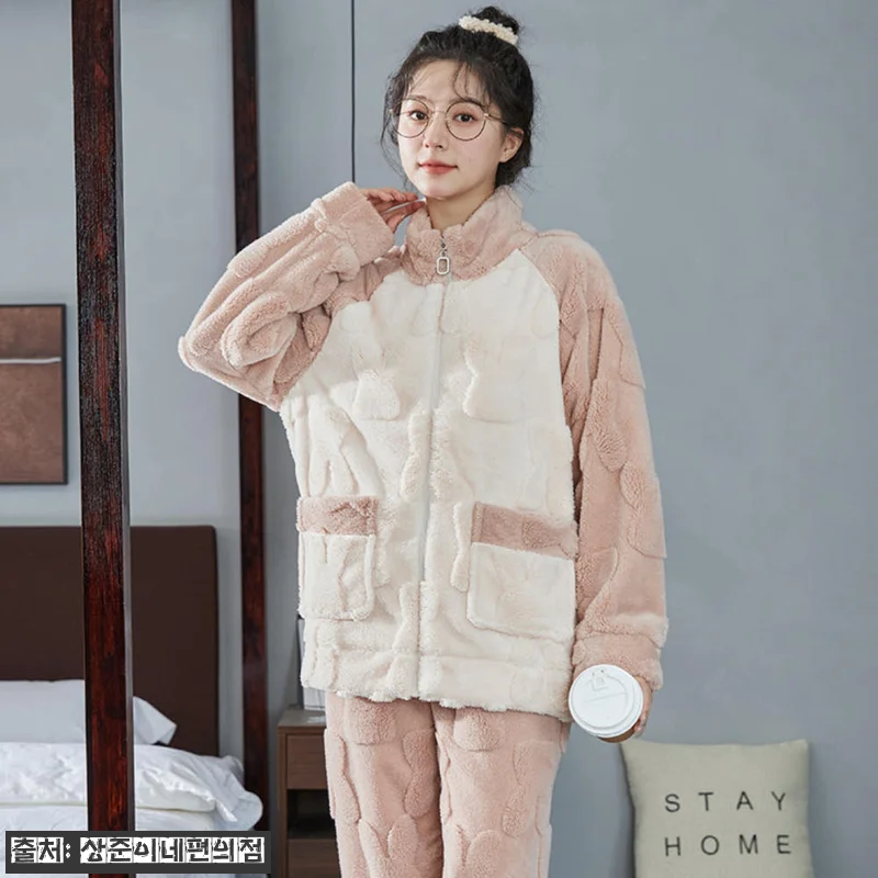 여성 겨울잠옷세트 극세사 수면바지 빅 관련 이미지 4