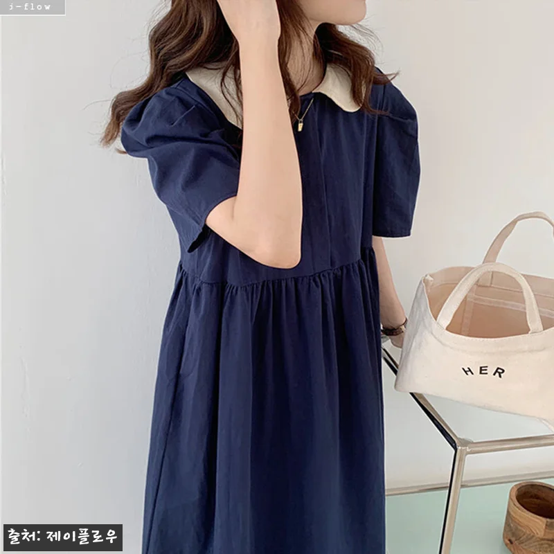 코코미 둥근카라 배색 코튼 롱원피스, 관련 이미지 4