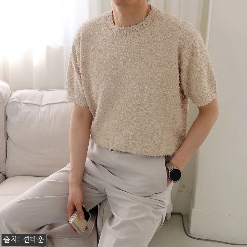 남자반팔니트 오버핏 트위드 라운드 남자반팔티, 여름 데일리룩 이슈템 구매 전 체크포인트 10 남자반팔니트 오버핏 트위드 라운드 남 관련 이미지 4