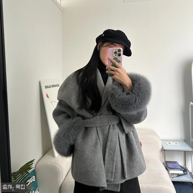 핸드메이드반코트 여성 겨울 하프 케이 관련 이미지 5