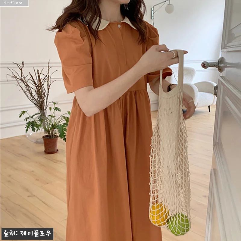 코코미 둥근카라 배색 코튼 롱원피스, 관련 이미지 5