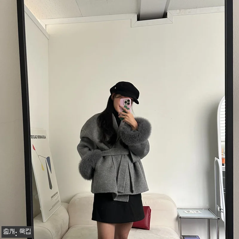 핸드메이드반코트 여성 겨울 하프 케이 관련 이미지 6