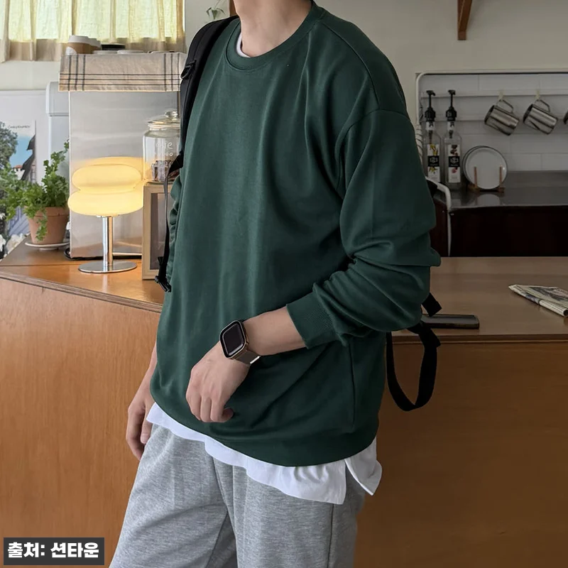 남자 맨투맨 스판 회색 무지 스웻셔츠 관련 이미지 6