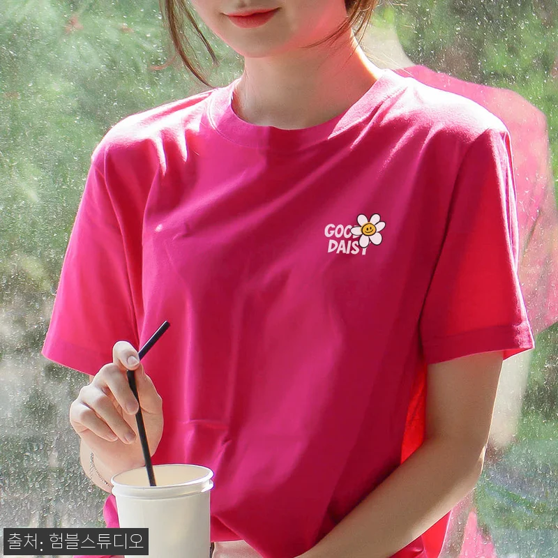 핫핑크 티셔츠 여성 면 레깅스롱티 반 관련 이미지 7