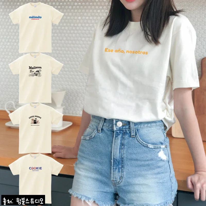 9,900원 무료배송 이슈템, 험블스튜디오 여성 프린팅 레이어드 면 17수 반팔티 체크 포인트