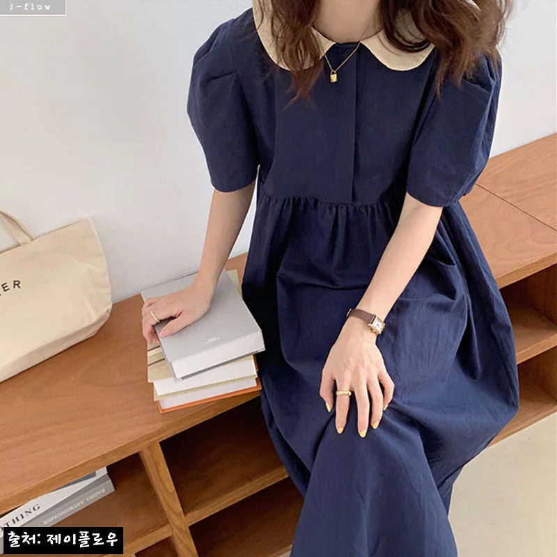 코코미 둥근카라 배색 코튼 롱원피스, 여름 데일리룩으로 눈여겨볼 만한 이유