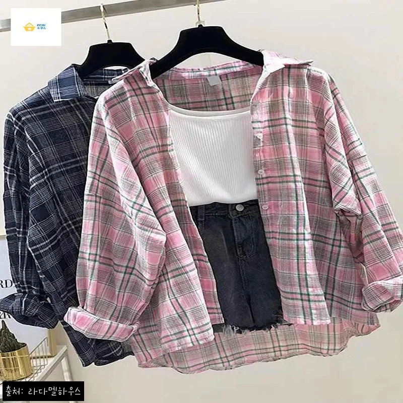 남방 의상 핑크 린넨 정겨울 체크무늬 옷 셔츠 여성 얇은, 1만원대 30% 할인 구매 체크포인트