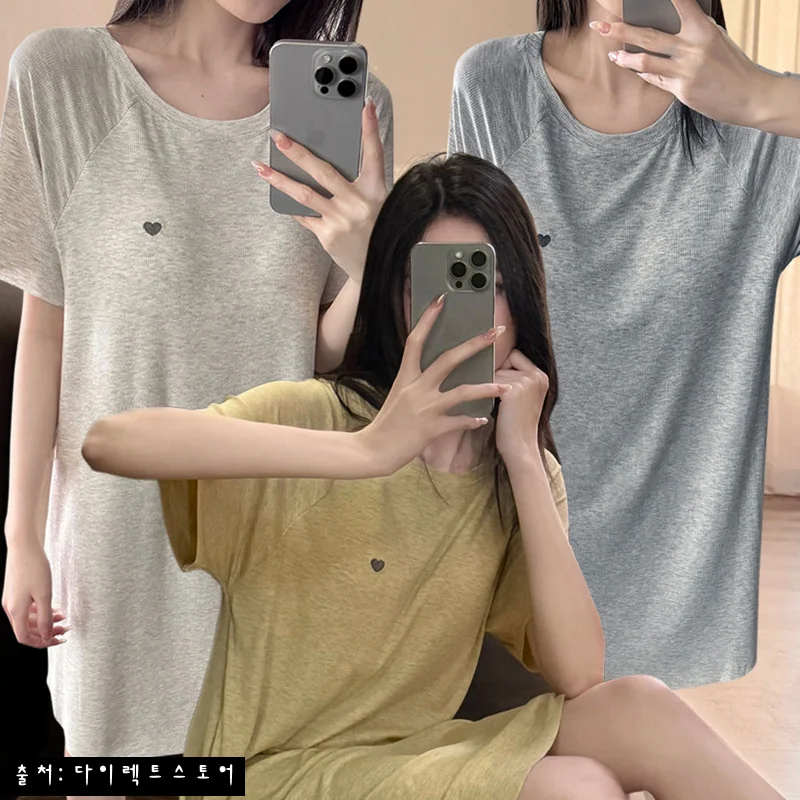 하트 골지 캡내장 브라캡 노브라 원피스 잠옷, 봄·여름 홈웨어로 눈여겨본 이유