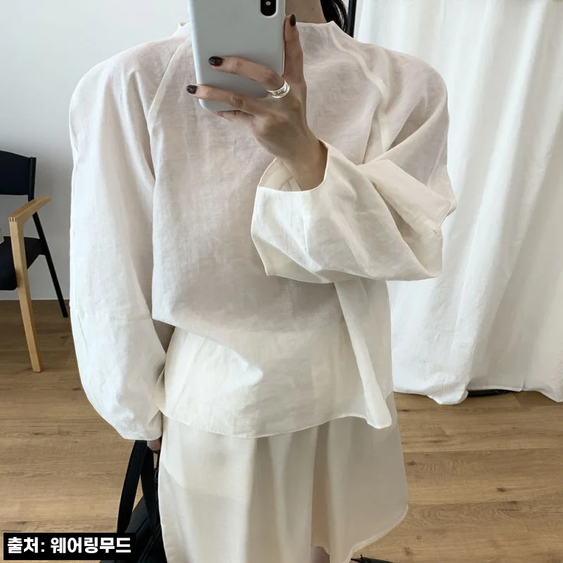 어토프 로그 블라우스 반목 나그랑 시어 긴팔 아방 블라우스, 분위기 있는 2가지 컬러 구매 전 체크 후기