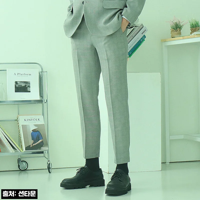 남자슬랙스 링클프리 체크 남자정장바지, 2만원대 블랙 일자핏으로 눈여겨본 이유