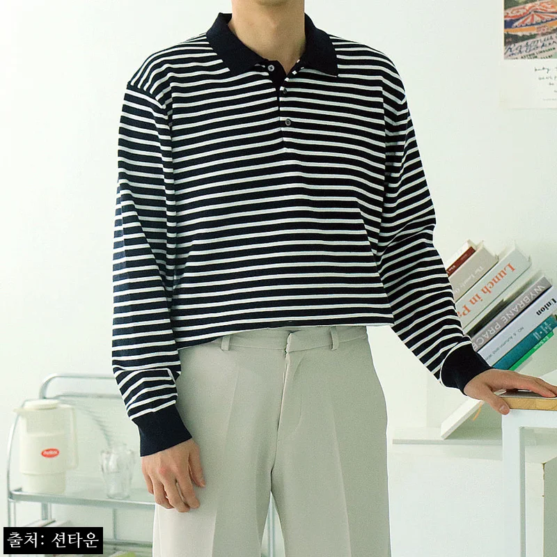 남자니트 남자카라티 스트라이프 헨리넥 단가라니트, 봄 데일리룩으로 눈여겨볼 만한 할인템