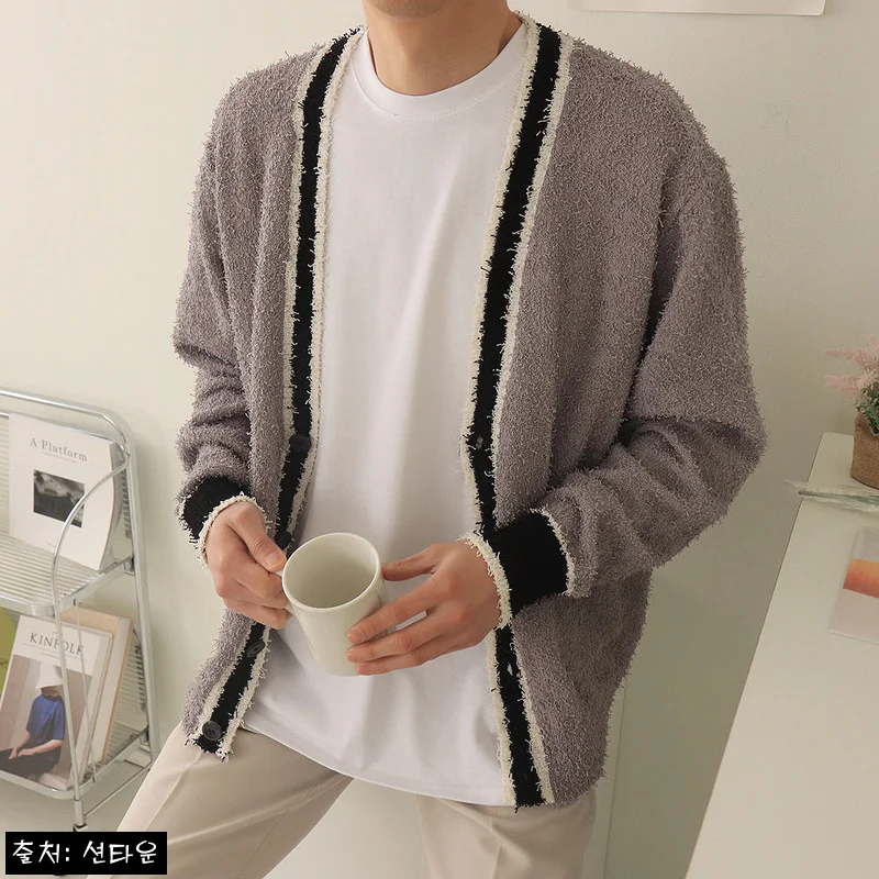 남자가디건 배색 오버핏 트위드 남자여름가디건, 봄·여름 데일리룩으로 눈여겨볼 이슈템