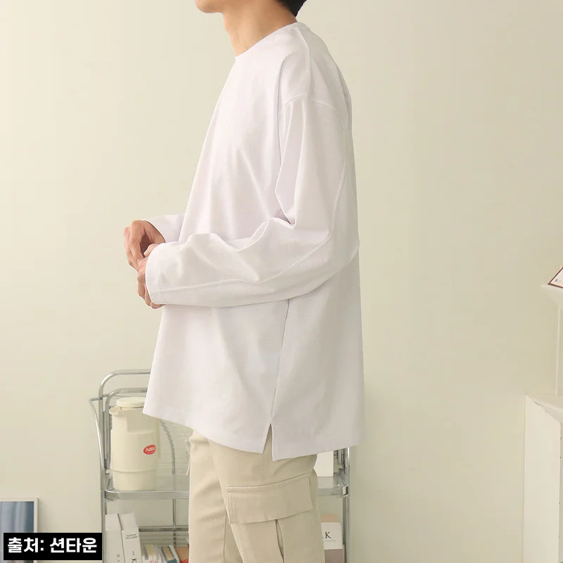 남자긴팔티 오버핏 분또 절개 이너 티셔츠, 26,500원 무료배송으로 보는 데일리 이너템