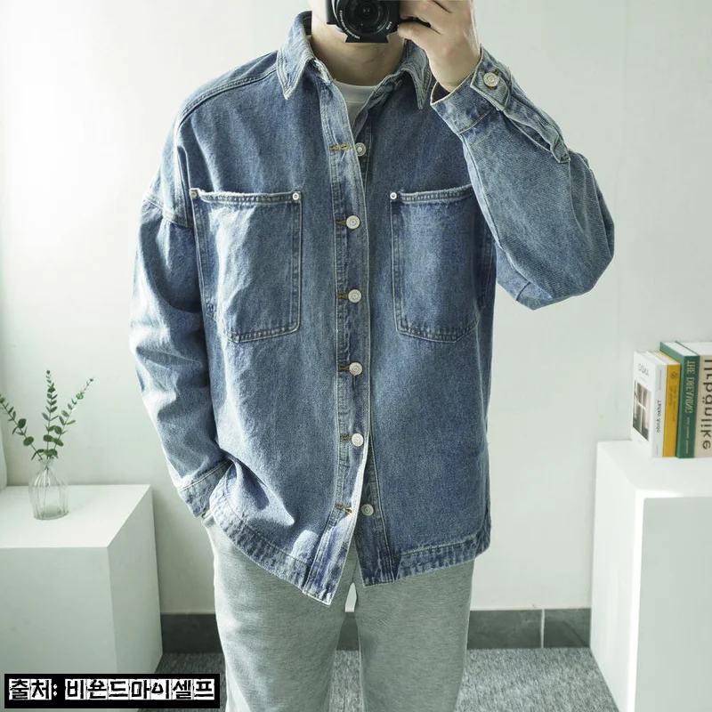남자 오버핏 절개 옆트임 워싱 청남방 데님 셔츠, 중청·흑청 30% 할인으로 만나는 데일리 이슈템
