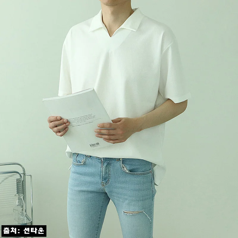 남자 반팔티 오버핏 분또 커플 카라 반팔티, 22% 할인에 무료배송까지 챙긴 데일리룩 아이템