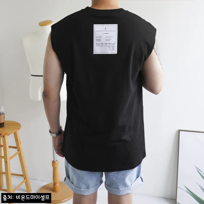 남자 오버핏 프린팅 여름 심플 패치 민소매 나시 티셔츠, 1만원대 무료배송으로 만나는 여름 이슈템